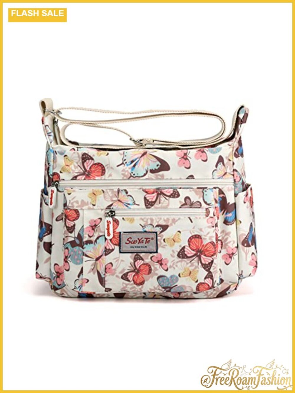 Nylon Crossbody Bag Multi Pocket Messenger Shoulder Travel Handbag
